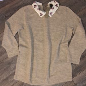 J Crew sweater with jeweled collar